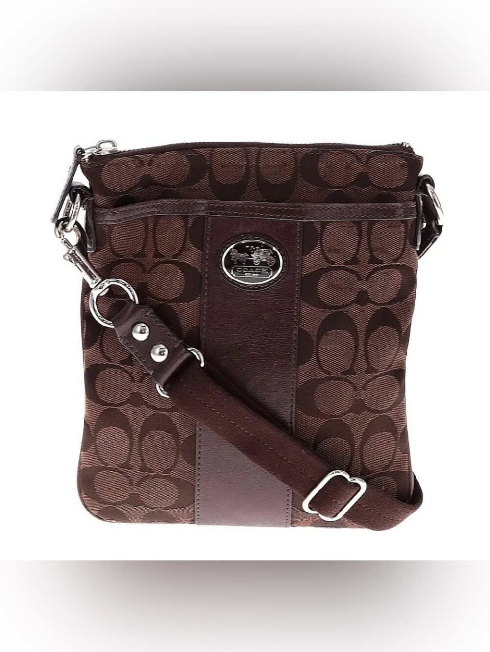 Coach Sutton Signature Crossbody Bag in black/brown jacquard canvas - C Monogram